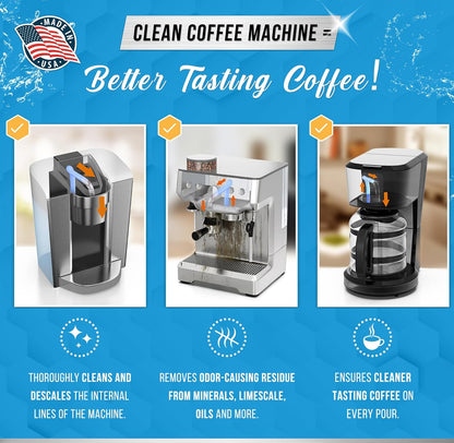 Kaffeemaschinenreiniger Entkalkertabletten – 24 Stück, kompatibel mit Nespresso, Keurig, Ninja, Delonghi, Miele, Kaffeemaschinenentkalkungs- und Reinigungs-Tabs, Entkalken von Filterkaffee- und Espressomaschinen