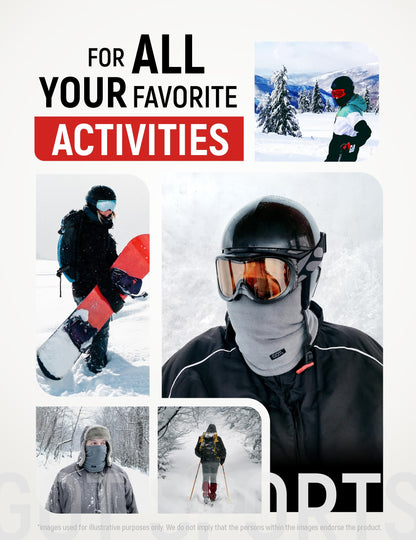 GOT Sports Polar Fleece Nackenwärmer - Doppellagige Winter Ski Gesichtsmaske - Nackengamasche Schal zum Skifahren, Snowboarden, Laufen (Schwarz)