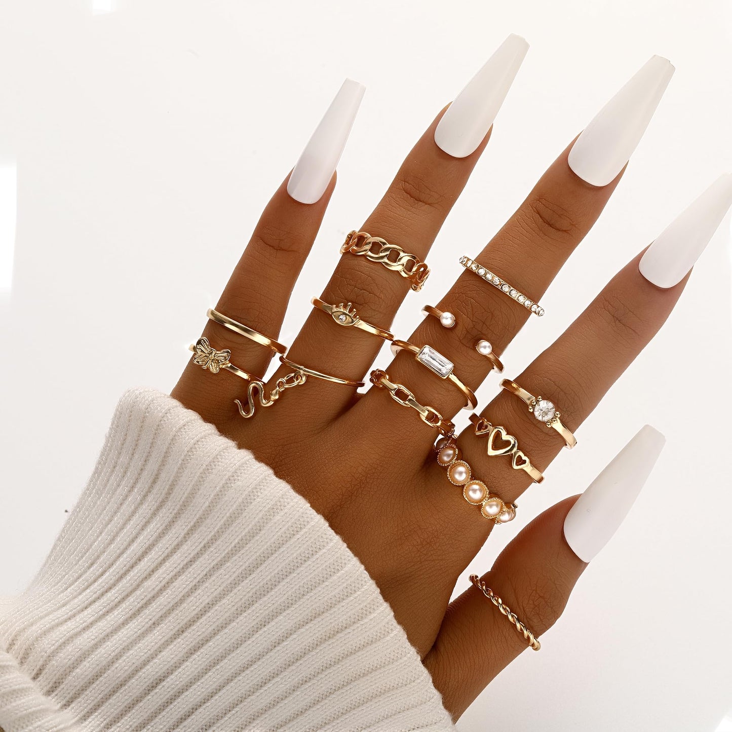 FAXHION 24-60 Pcs Gold Stackable Rings for Women, Knuckle Rings Chunky Gold Ring Set Dainty Stacking Cute Rings, Multiple Sizes Cute Jewelry Set Gift