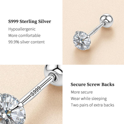 Sereney Dance Ohrringe 925 Sterling Silber Halo Stecker Hypoallergene Ohrringe für Damen, CZ 8 mm Runde Zirkonia Ohrstecker Ohrringe für Herren