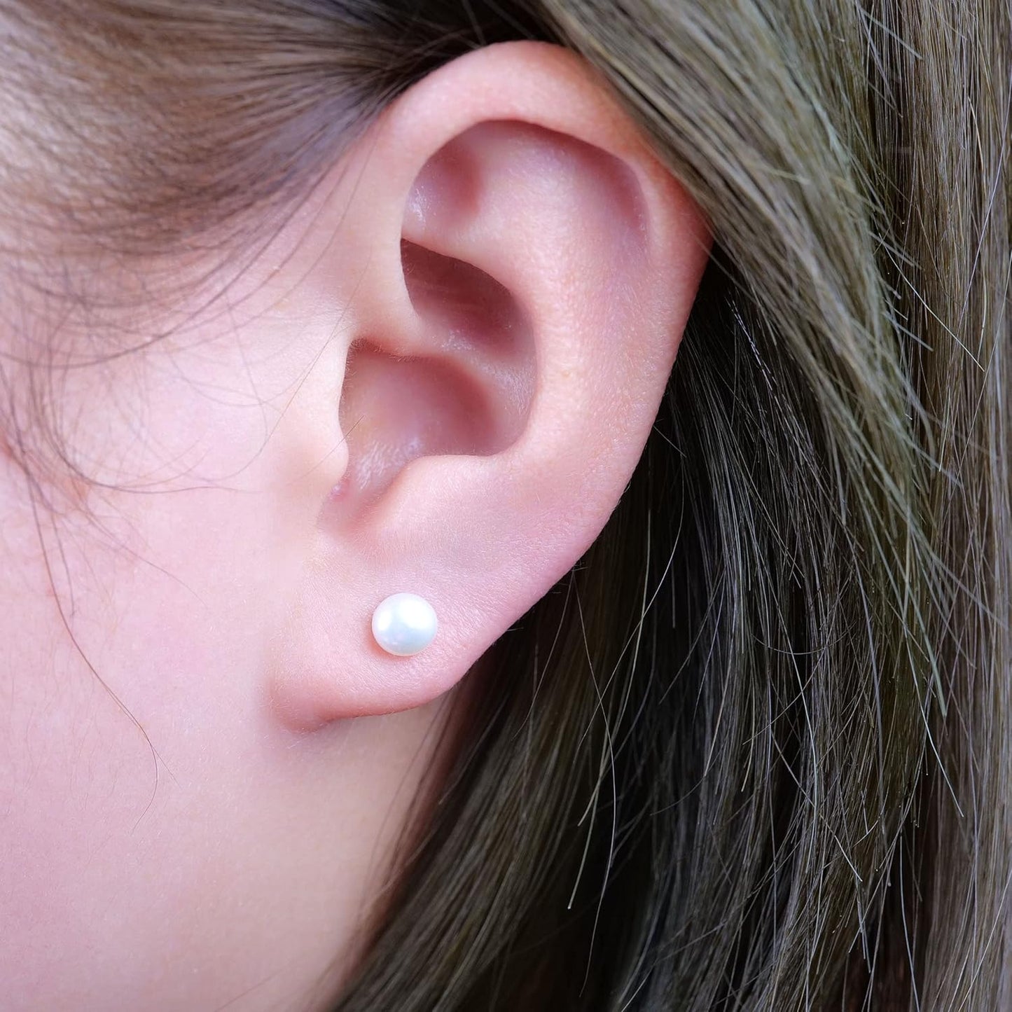Limerenz Hypoallergene F136 Titan Schraub-Perlen-Ohrstecker (Flat Back Sleeper Earrings) Implantatqualität 20G Kleine Ohrstecker für empfindliche Ohren (5mm Perle)