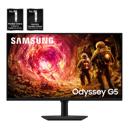 Samsung 27” Odyssey G5 G50F QHD Resolution Gaming Monitor, 180Hz Refresh Rate, Fast IPS Panel, HDR10, NVIDIA G-Sync Compatible, 1ms Response Time (GtG), AMD FreeSync™, Adjustable Stand, LS27FG502ENXZA