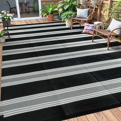 Lahome Outdoor Rugs 8x10 Waterproof, Reversible Outdoor Plastic Straw Rug for Camping Patio, RV Outdoor Rugs Outside, Outdoor Carpet for Porch Deck Backyard Picnic(Blue/Yellow,8'x 10')