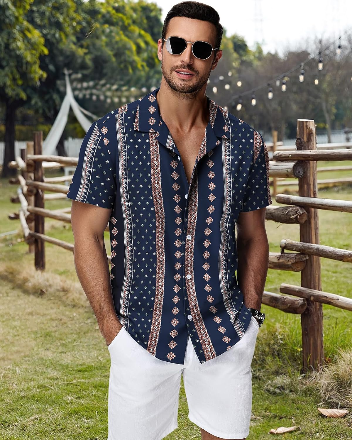 HMIYA Herren Hawaiihemden Kurzarm Button-Up Hemd Herren S-3XL