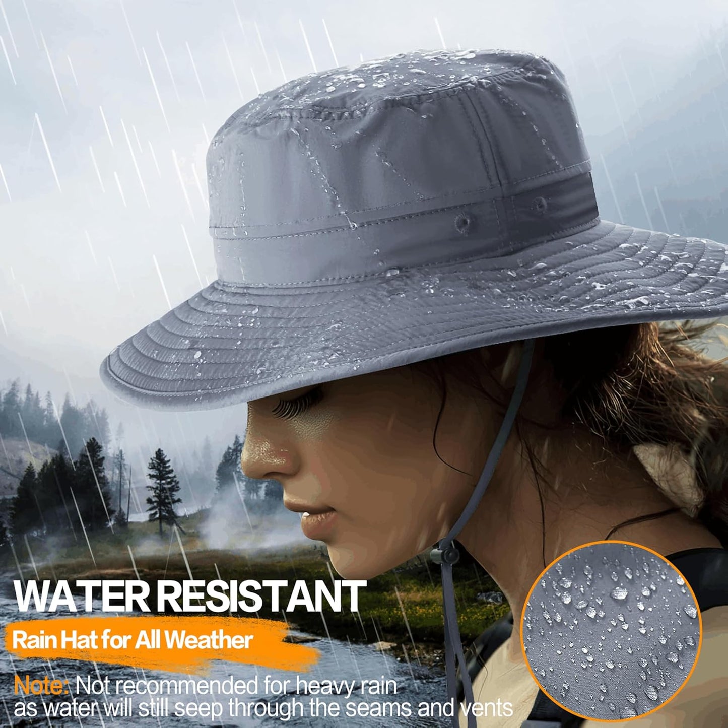 Sonnenhut für Herren und Damen UPF 50+ Schutz – Breiter Krempenhut für Outdoor-Wandern, Wasserabweisender faltbarer Hut zum Angeln
