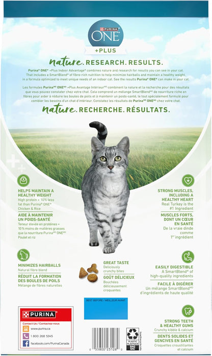 Purina ONE +Plus Trockenfutter für Katzen, Indoor Advantage Truthahn – 3-kg-Beutel