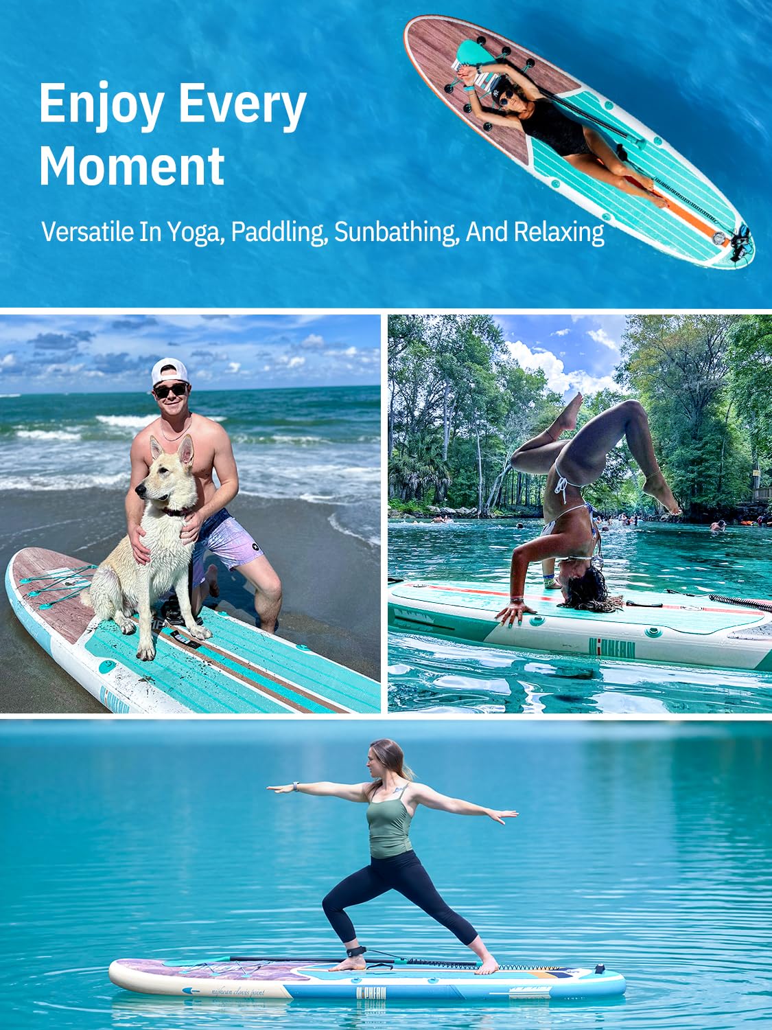Niphean Inflatable Stand Up Paddle Board with SUP Accessories, Anti-Slip EVA Deck, 10’6’’ Inflatable Paddle Boards for Adults & Youth of All Skill Levels
