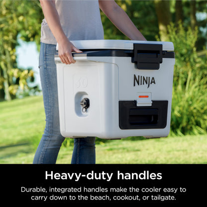 Ninja FrostVault 50qt Hard Cooler with Dry Zone | Integrated Fridge-Temp Dry Storage Drawer | Premium Heavy-Duty Insulated Cooler | Keeps Ice Cold for Days | Spanish Moss | FB151GN1
