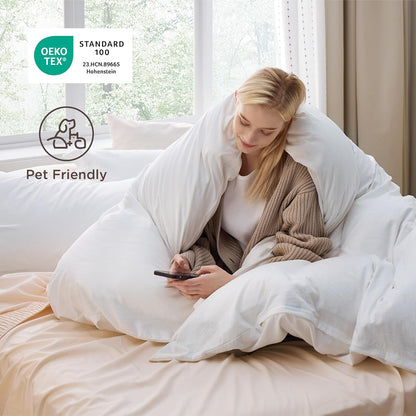 Funda nórdica blanca Bedsure, tamaño Queen, 3 piezas, aspecto de algodón prelavado, juego de cama extrasuave, incluye 1 funda nórdica de 228 x 228 cm con cierre de cremallera y 2 fundas de almohada, edredón no incluido