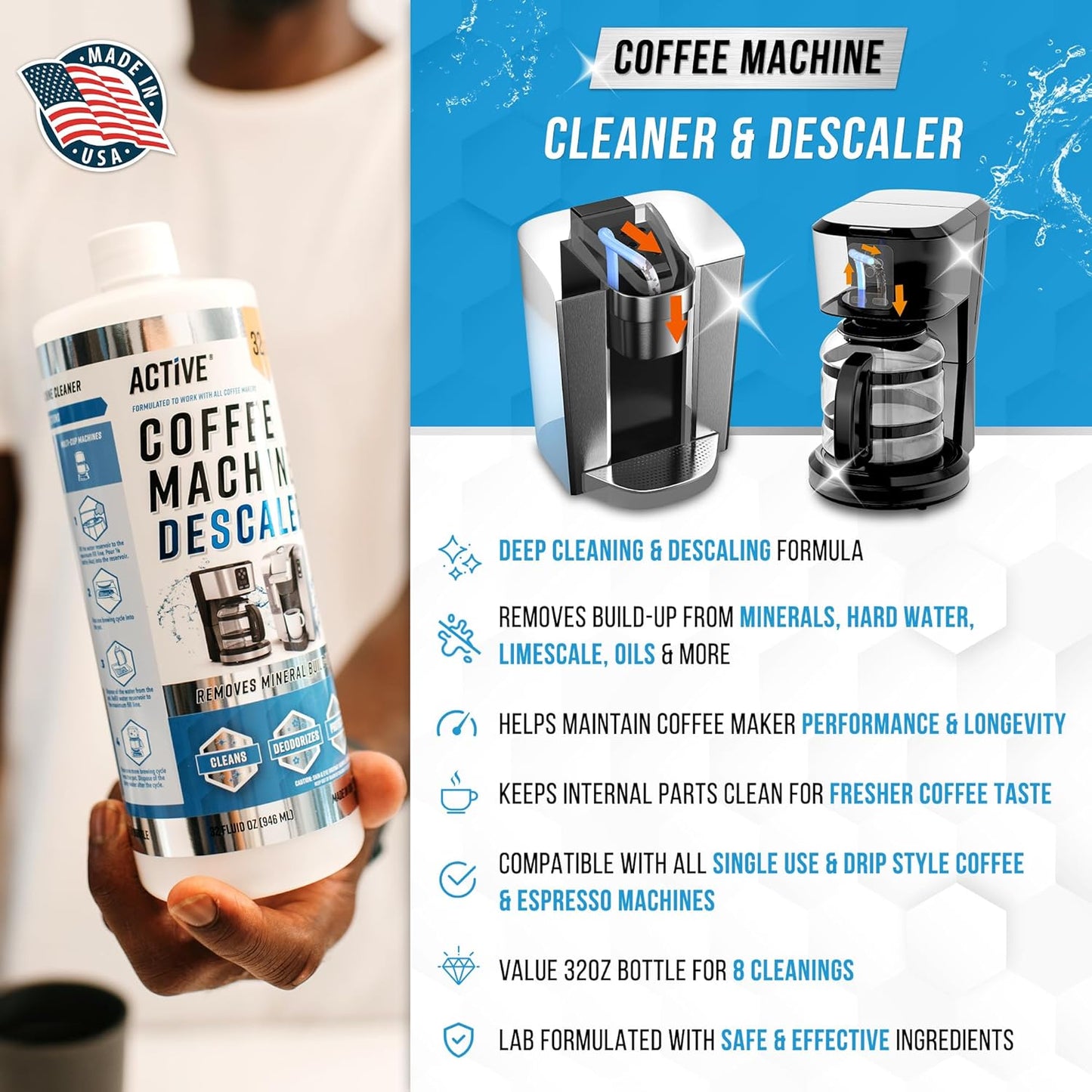 Kaffeemaschinenreiniger Entkalkertabletten – 24 Stück, kompatibel mit Nespresso, Keurig, Ninja, Delonghi, Miele, Kaffeemaschinenentkalkungs- und Reinigungs-Tabs, Entkalken von Filterkaffee- und Espressomaschinen