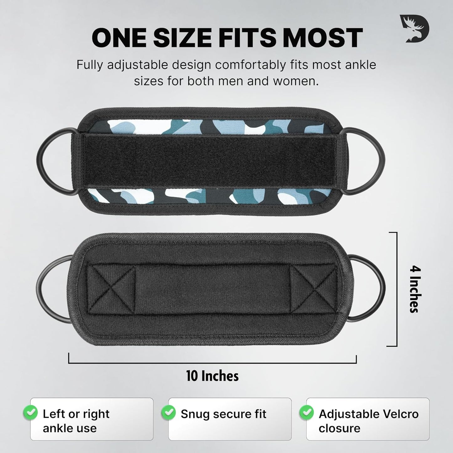 DMoose Ankle Strap for Cable Machine - One Size Fit with Premium Padding, Workout Kickback Ankle Cuffs, Ankle Bands for Working Out, Booty Workouts, Leg Extension, Hip Abductors & Lower Body Exercises