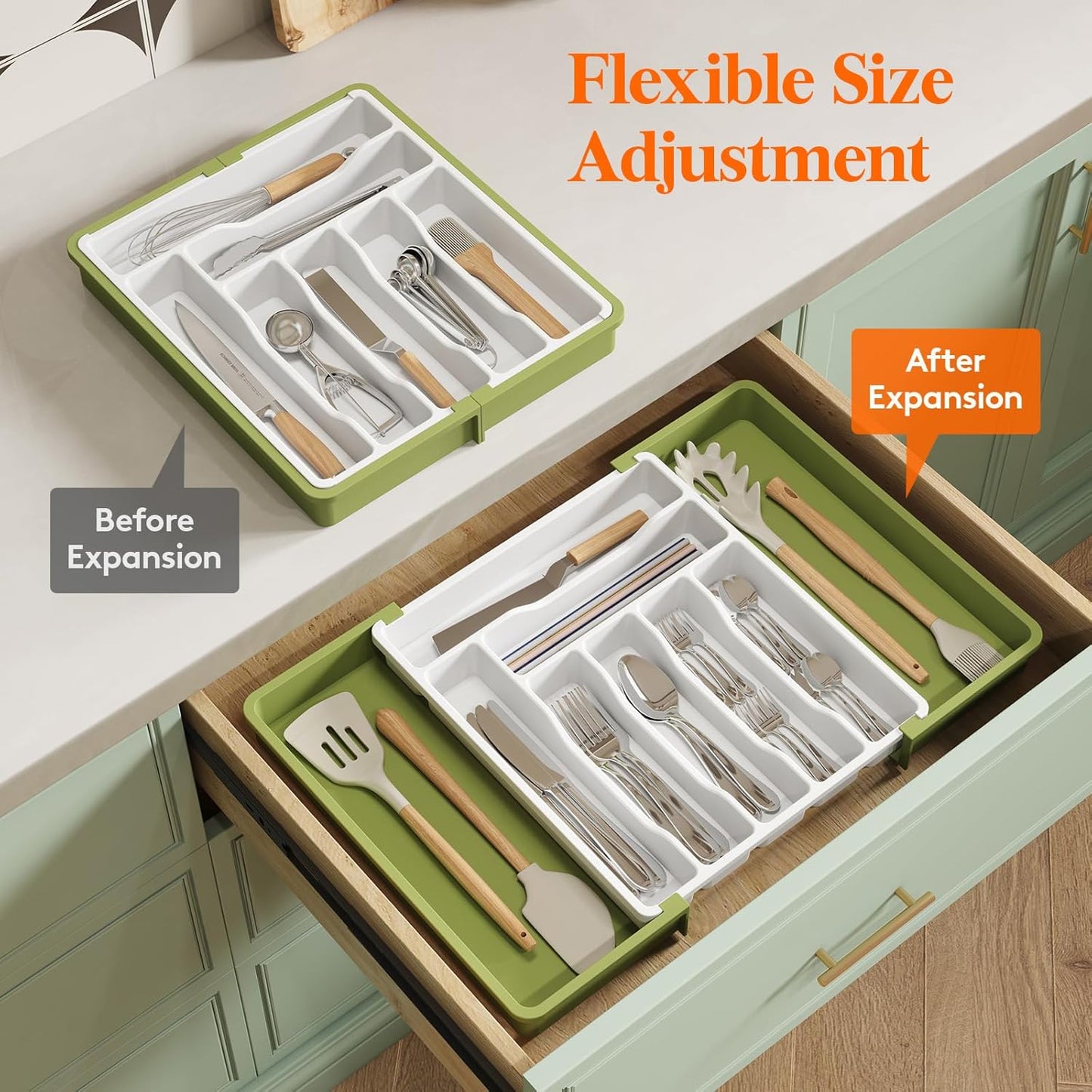 Lifewit Besteck Organizer, erweiterbarer Utensilien Organizer für die Küche, Utensilienhalter, verstellbarer Besteckkasten Schubladen Organizer für Löffel, Messer, Küchen Organizer und Aufbewahrung, Schwarz