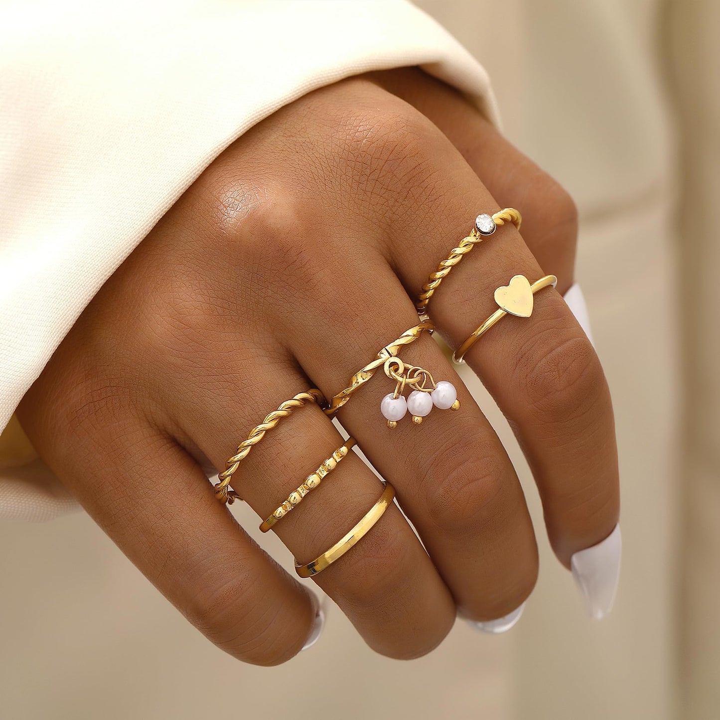 FAXHION 24-60 Pcs Gold Stackable Rings for Women, Knuckle Rings Chunky Gold Ring Set Dainty Stacking Cute Rings, Multiple Sizes Cute Jewelry Set Gift