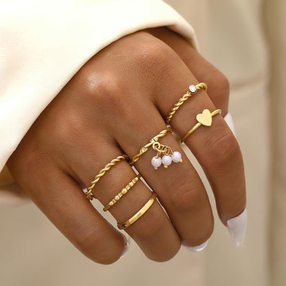 FAXHION 24-60 Pcs Gold Stackable Rings for Women, Knuckle Rings Chunky Gold Ring Set Dainty Stacking Cute Rings, Multiple Sizes Cute Jewelry Set Gift