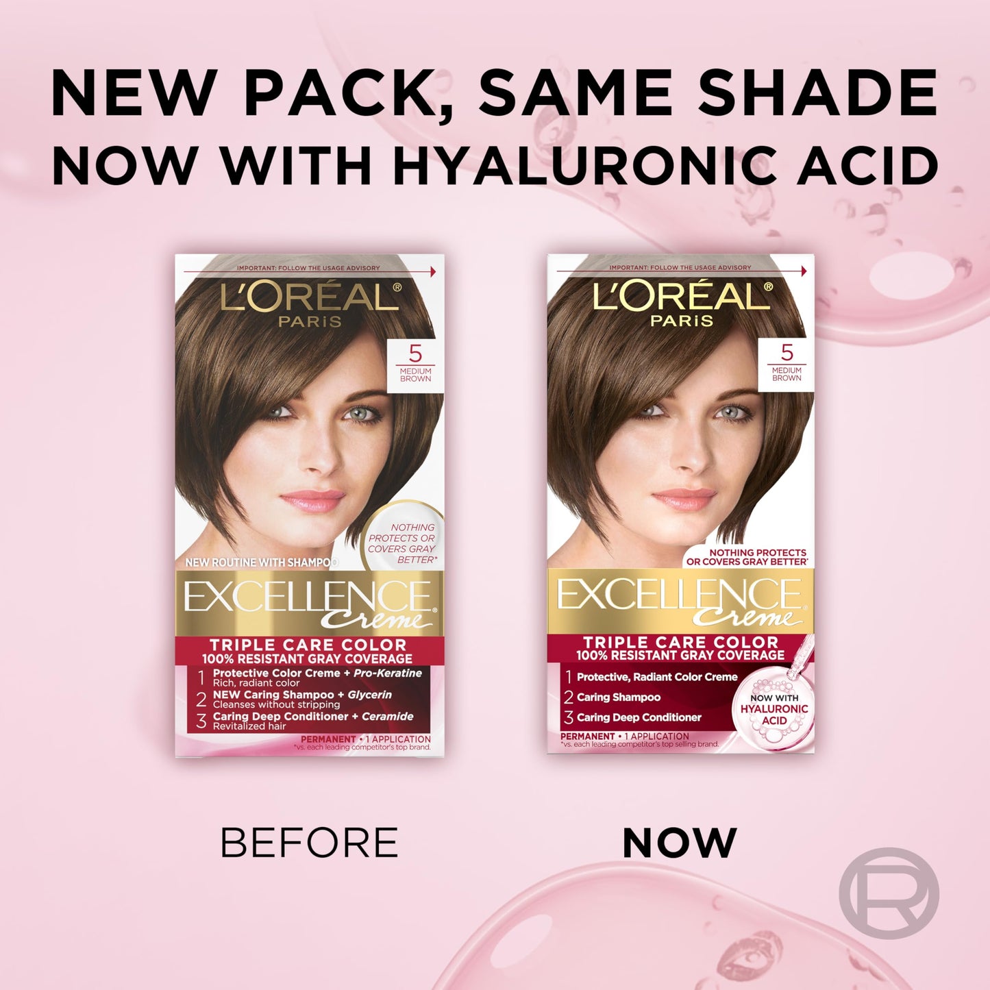 L'Oréal Paris Excellence Crème Permanente Haarfarbe, dreifache Pflegehaarfarbe mit Hyaluronsäure für 100% Grauabdeckung, 4AR Dunkles Schokobraun, 1 Packung (Verpackung kann variieren)
