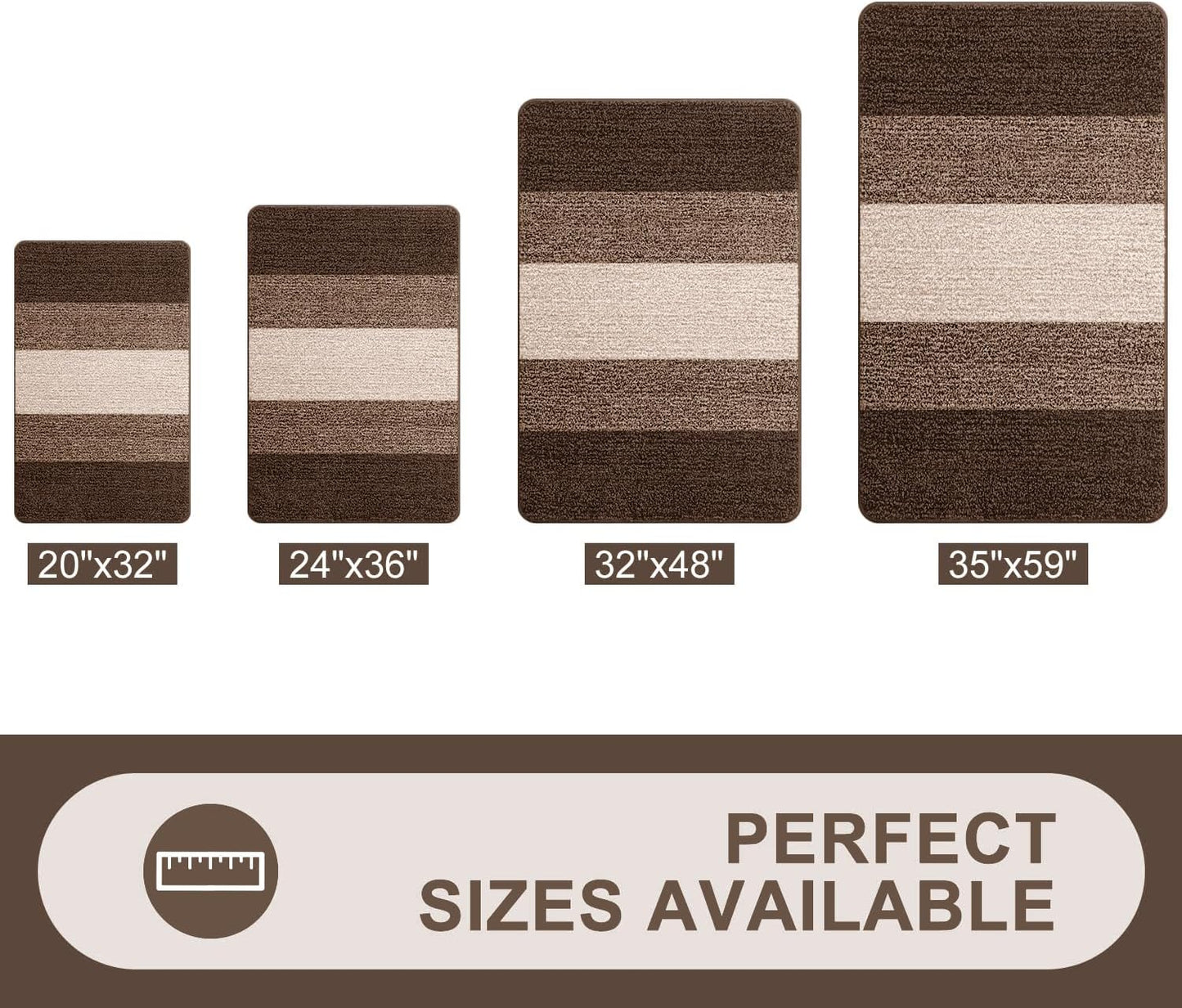 Grandaily Fußmatte für Innenbereich, 50 x 80 cm, rutschfest, Schmutzfänger, saugfähig, für die Haustür, waschbar, gestreift, für den Innenbereich, flach, Willkommensmatte, Eingangsmatte, Grau