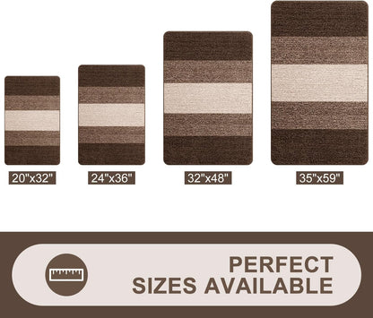 Grandaily Fußmatte für Innenbereich, 50 x 80 cm, rutschfest, Schmutzfänger, saugfähig, für die Haustür, waschbar, gestreift, für den Innenbereich, flach, Willkommensmatte, Eingangsmatte, Grau