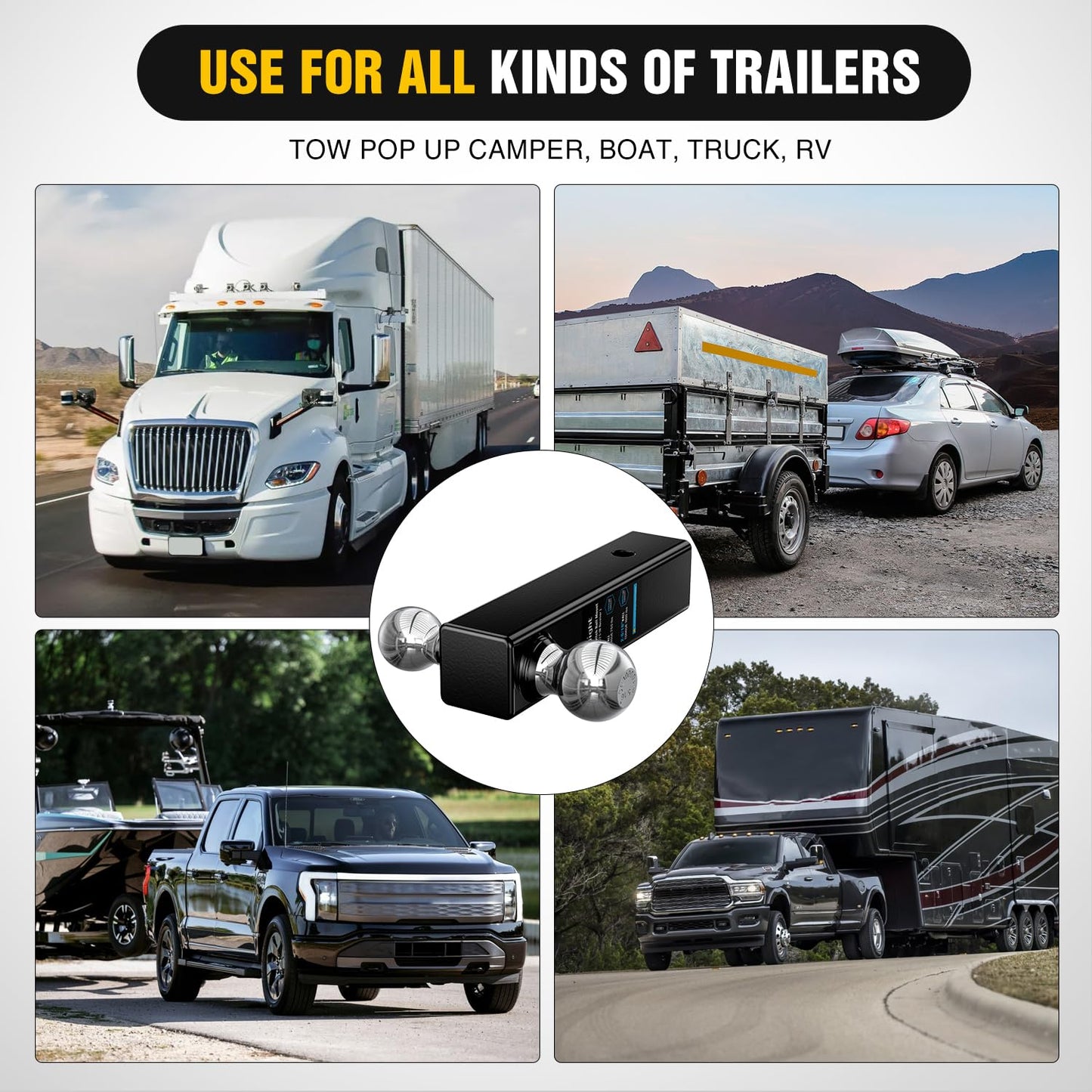Nilight Anti-Theft Shackle Hitch Receiver 2Inch 45000 LBs Breaking Strength 3/4" Anti-Theft D Ring Shackle 5/8" Trailer Hitch Lock Pin Heavy Duty Solid Towing Kit for Trucks Off Road (Black)