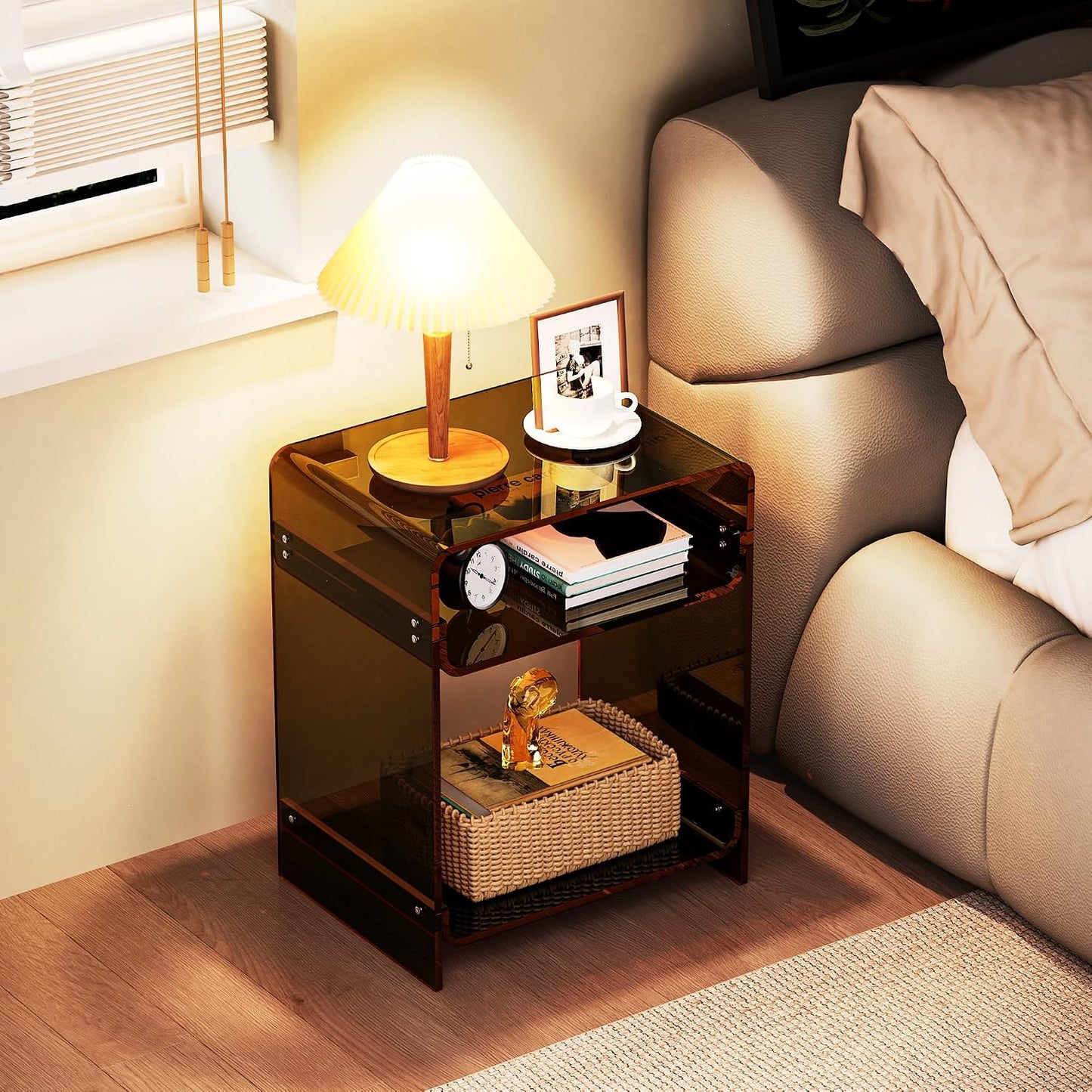Acrylic Side Table with Storage Shelf - A Perfect Blend of Elegance and Practicality
