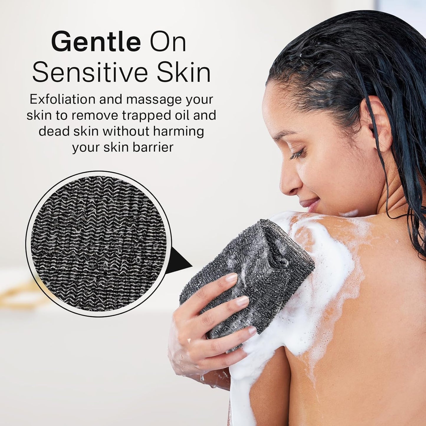 Yiclick Peeling-Waschlappen, Peeling-Körperbürste, Rückenbürste für Dusche und Bad, afrikanischer Netzschwamm Luffa-Körperpeeling, Peeling-Tuchbürstenhandschuhe für Frauen (Grau)