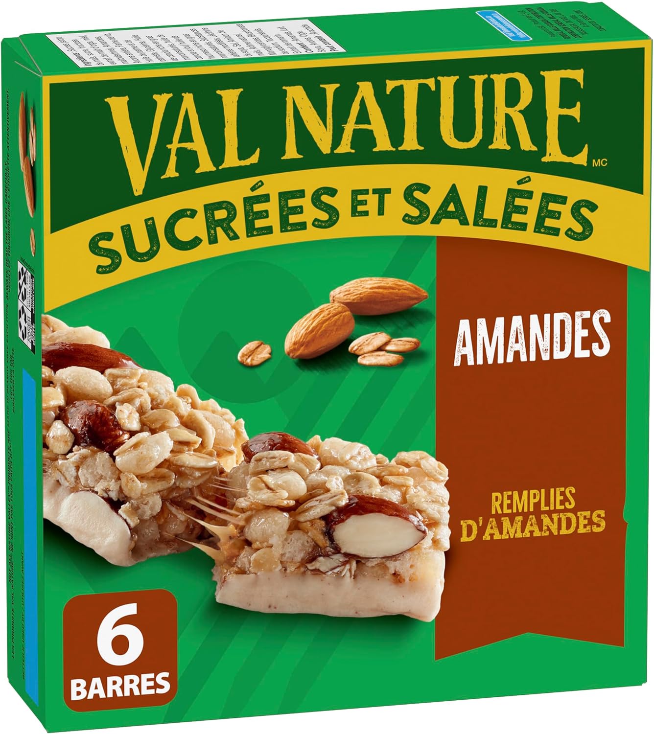 NATURE VALLEY Almond Sweet and Salty Granola Bars, No Artificial Flavours, No Artificial Colours, Made with Whole Grain Oats, Pack of 6 Bars, Loaded with Almonds, Dipped in Almond Butter Coating