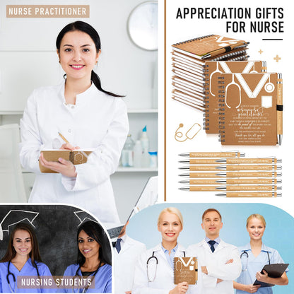 Jetec 48 Set 2026 CNA Week Gifts Bulk Nurse Appreciation Gift Set Small Inspirational Kraft Spiral Nursing Notebooks with Sticky Notes Pens for Healthcare Medical Hospital Coworker Staff Office