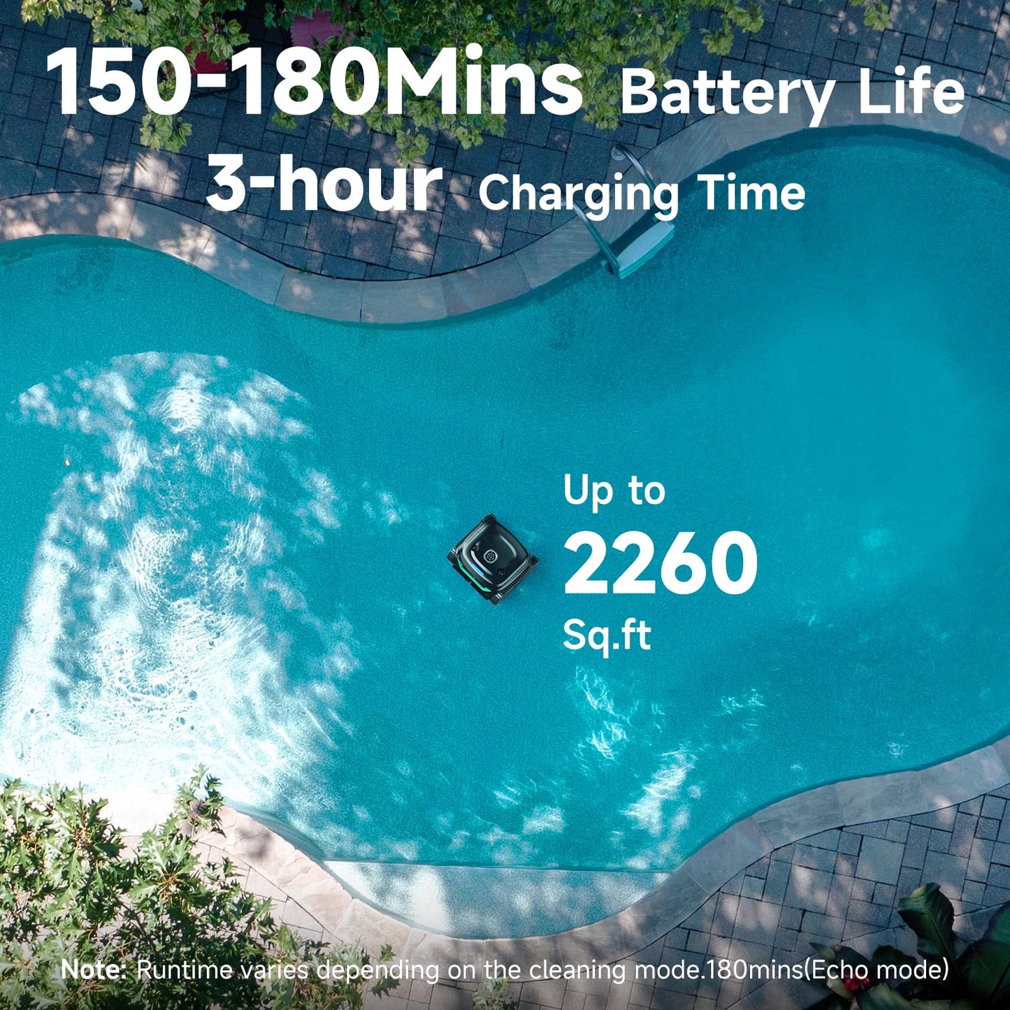 WYBOT C2 Cordless Robotic Pool Cleaner, Dual Filtrations, Floor, Wall &Waterline Cleaning, App Scheduling, Smart Navigation, Pool Vacuum for Inground Pools, Carbon Gray with Green Handle