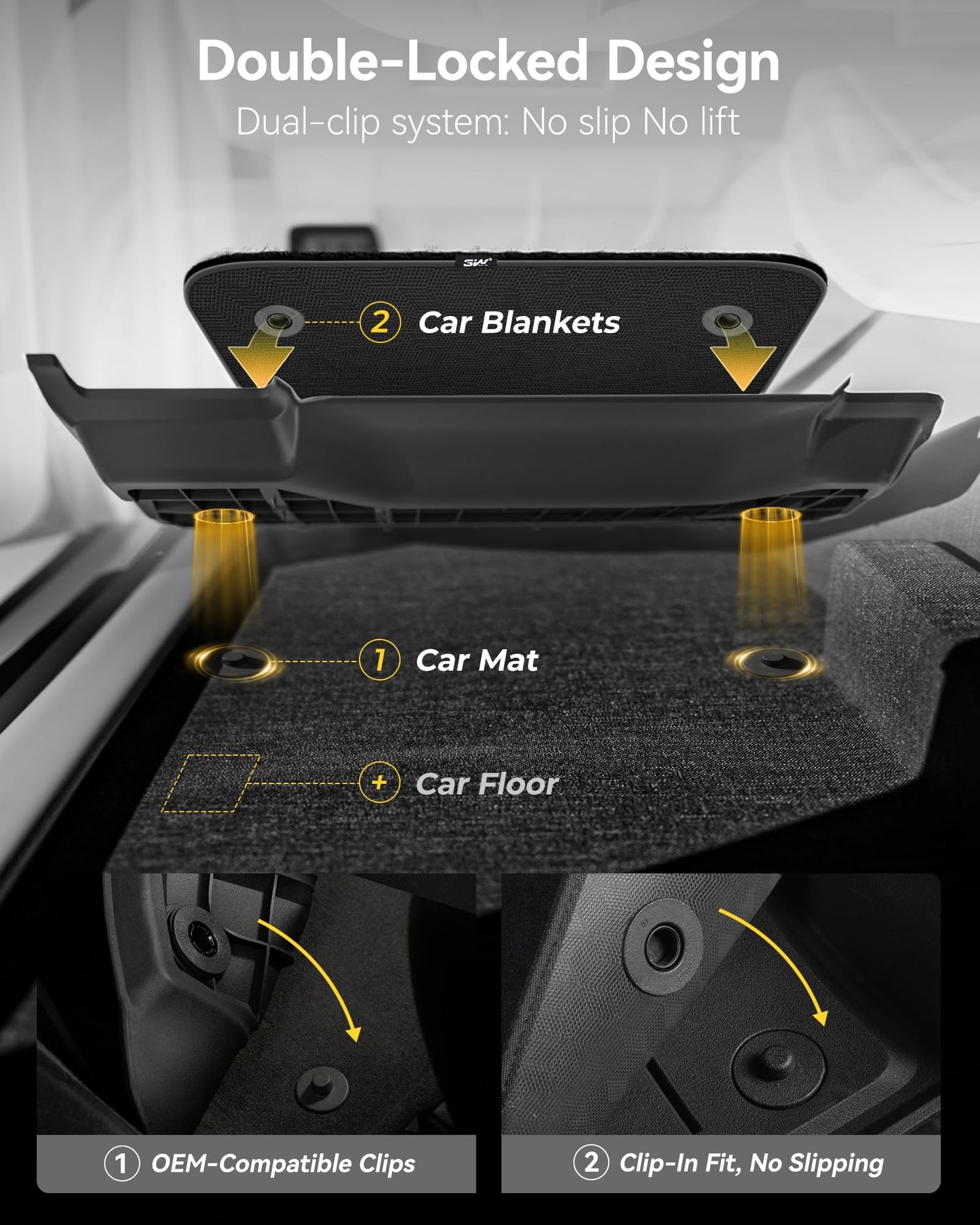 3W Floor Mats for Toyota Tacoma 2024 2025 2026 Double Cab Auto Tran(Not Fit Hybrid & XtraCab), TPE All Weather Custom Fit Floor Liner for Tacoma TRD/SR/SR5/limited Car Liners.