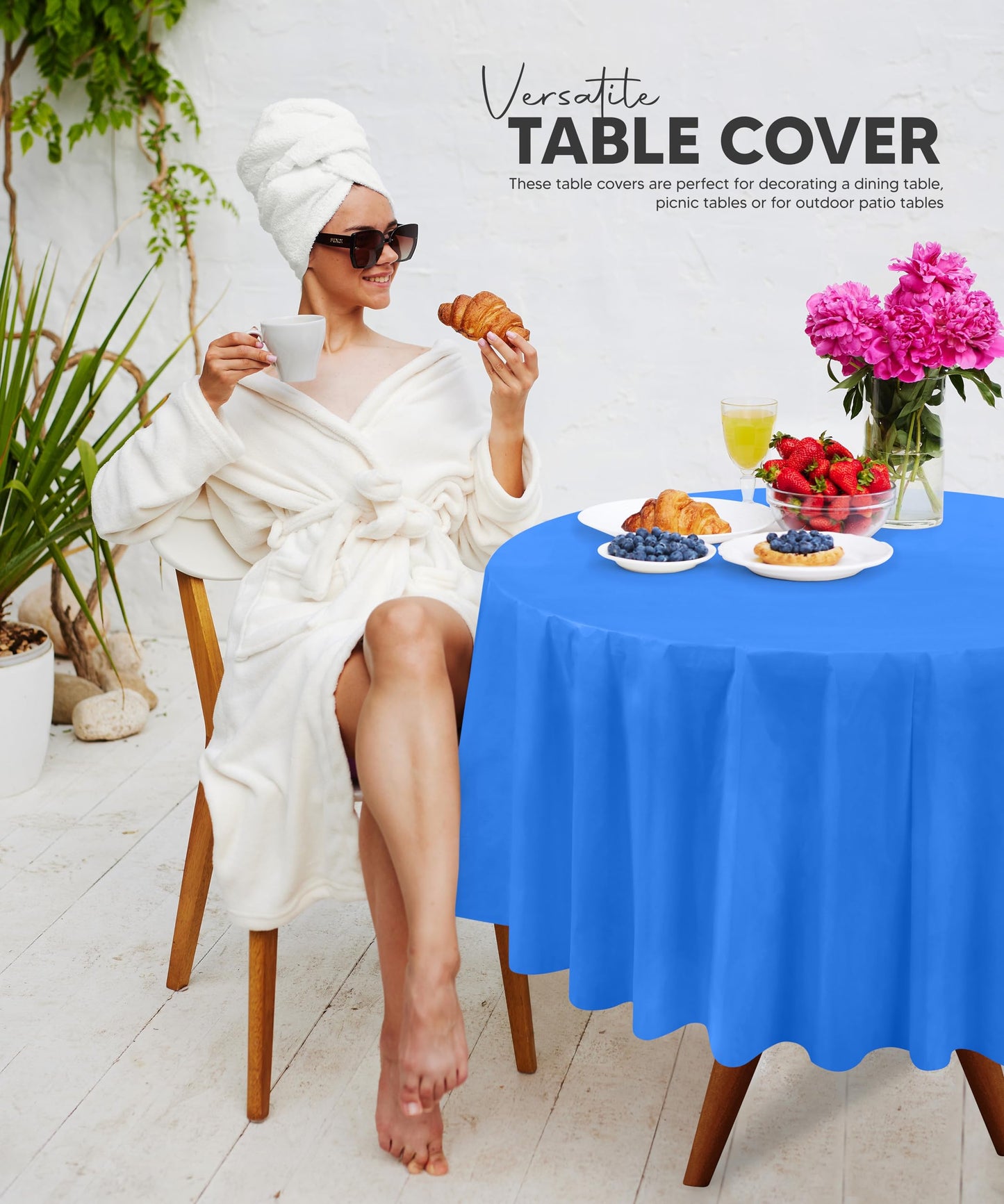 Utopia Kitchen Einweg-Tischdecke aus Kunststoff (12er Pack – 137x274 cm) Weiß Rechteckige Tischdecke Wasserdicht Schmutzabweisend Party-Tischdecke