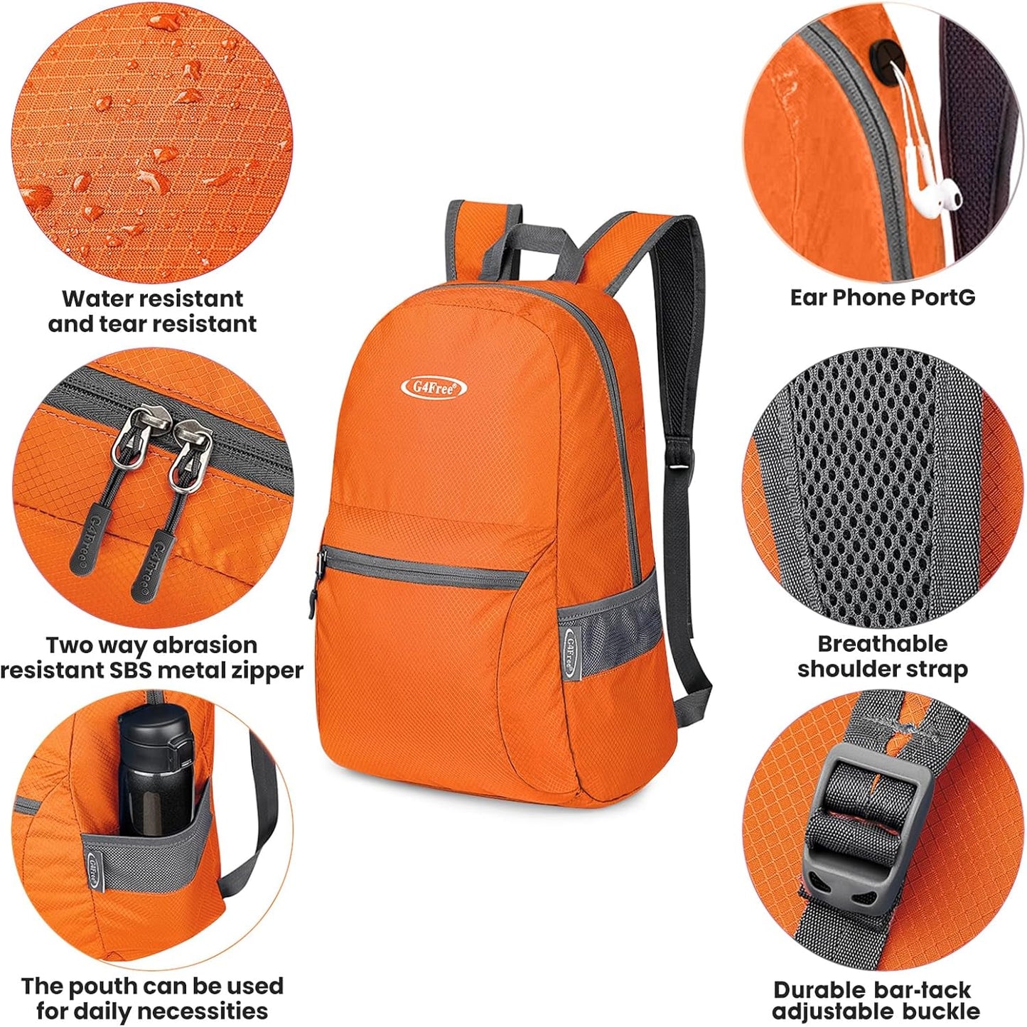 G4Free 20L Lightweight Packable Backpack Foldable Travel Hiking Daypack for Men and Women