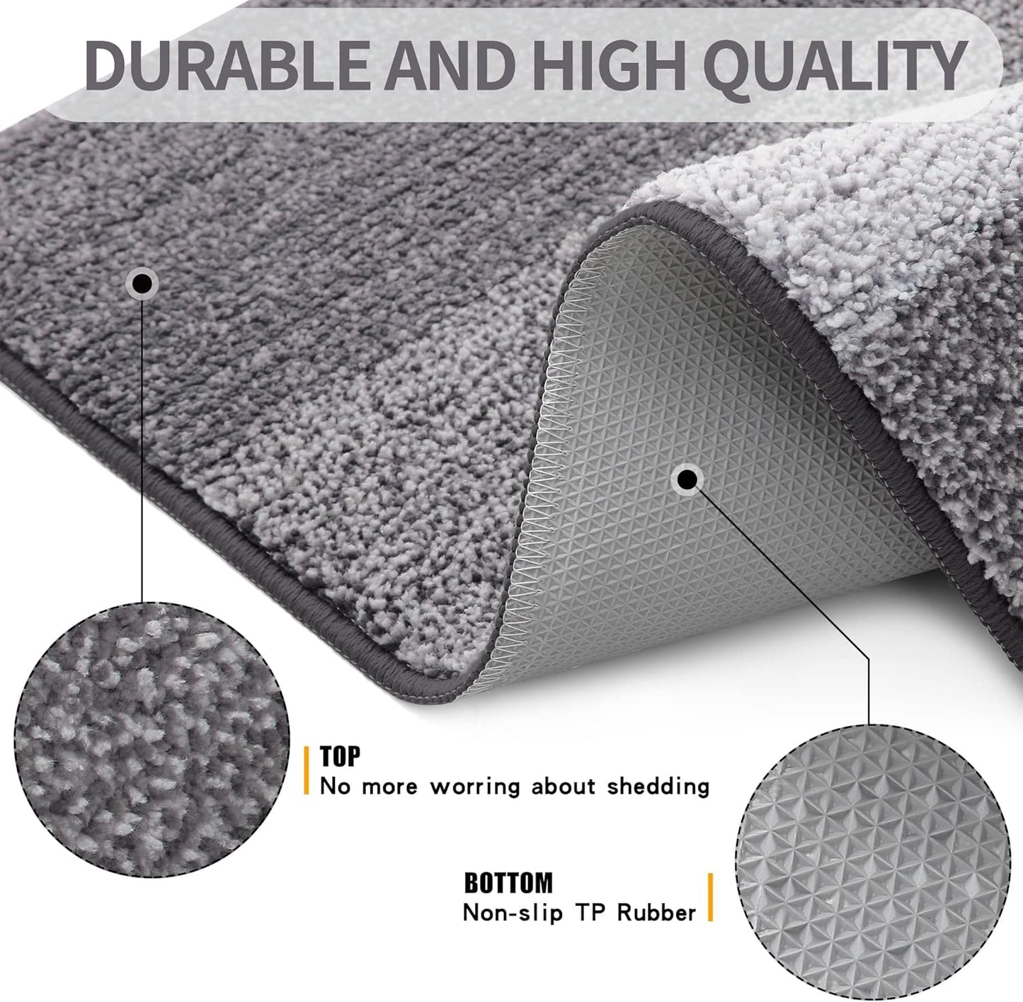 Grandaily Fußmatte für Innenbereich, 50 x 80 cm, rutschfest, Schmutzfänger, saugfähig, für die Haustür, waschbar, gestreift, für den Innenbereich, flach, Willkommensmatte, Eingangsmatte, Grau