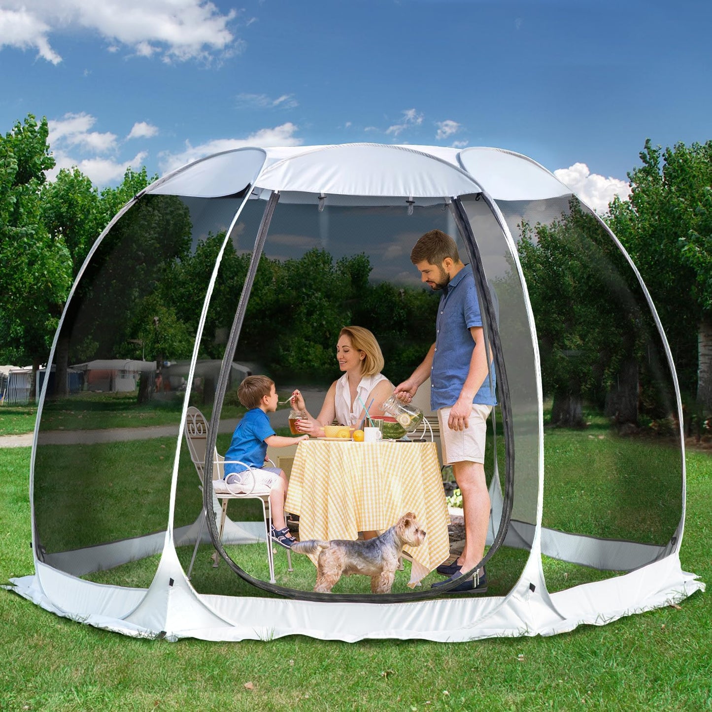 Alvantor Pop Up Screen House Tent, Instant Outdoor Gazebo with Mosquito Netting & UPF 50+ Sun Protection, Portable Canopy Shelter for Patio, Backyard, Camping (2-10 Person)