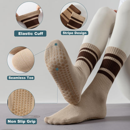 BONANGEL Pilates Socken mit Noppen für Damen, 3 Paar rutschfeste Yoga Ballett Barre Krankenhaus Sport Socken für Damen