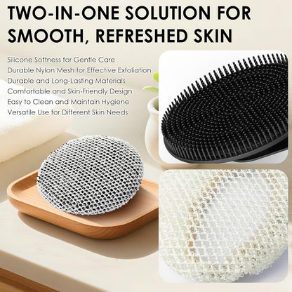 INNERNEED Duschbürste aus weichem Silikon in Lebensmittelqualität, Hand-Körperbürste zur Hautreinigung, sanftes Peeling, gute Schaumbildung (Schwarz)