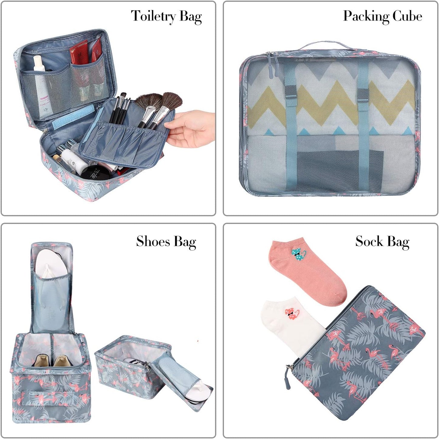 BAGAIL 8er Set Packwürfel Gepäckorganizer für Reisezubehör