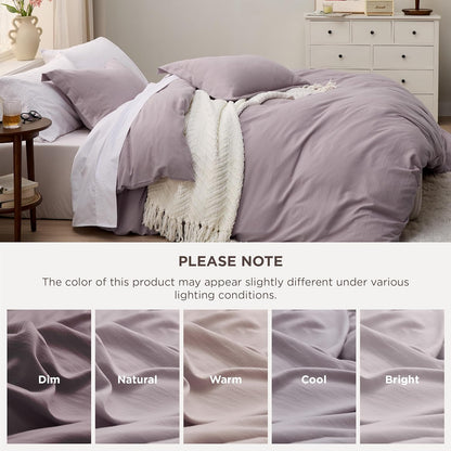 Funda nórdica blanca Bedsure, tamaño Queen, 3 piezas, aspecto de algodón prelavado, juego de cama extrasuave, incluye 1 funda nórdica de 228 x 228 cm con cierre de cremallera y 2 fundas de almohada, edredón no incluido