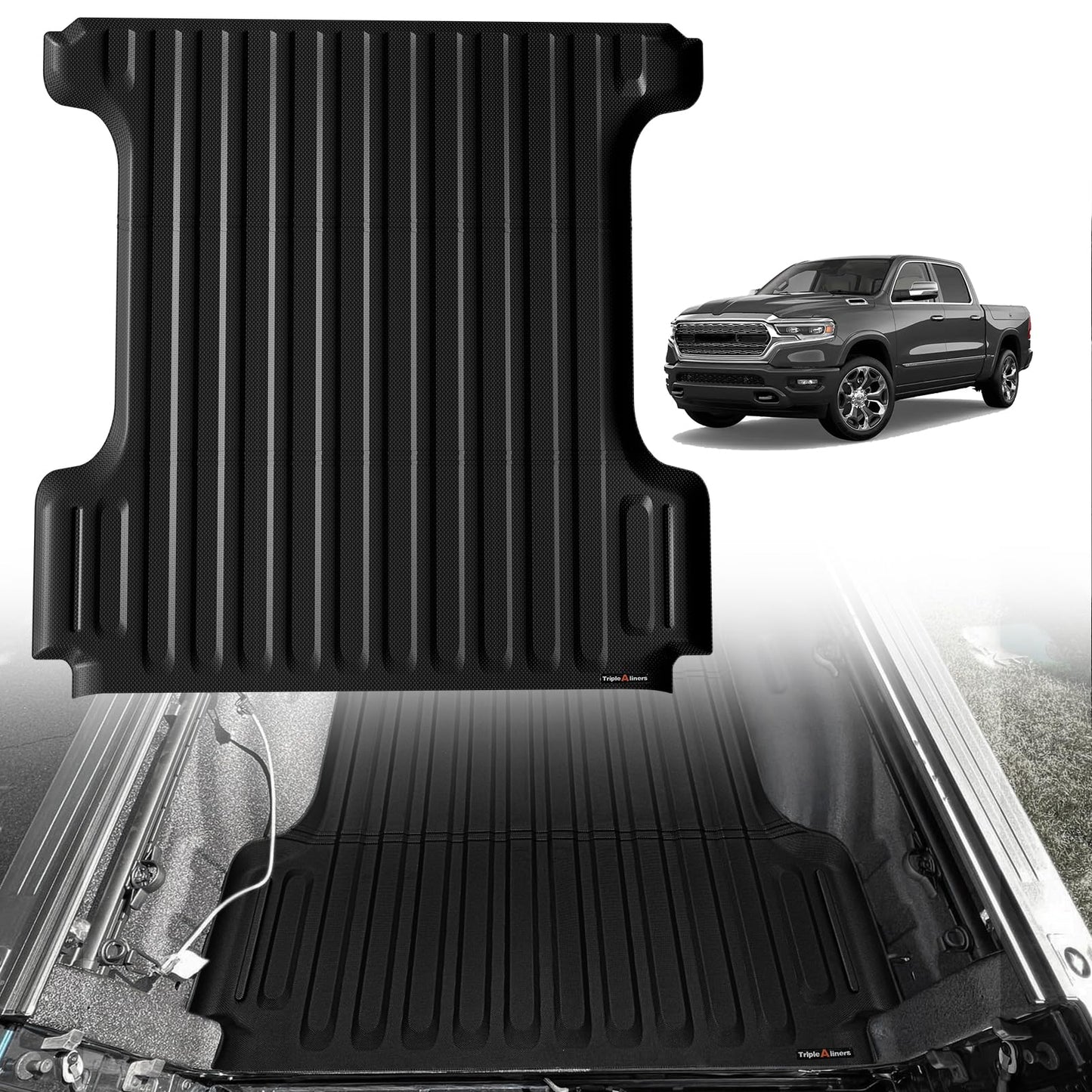 TripleAliners Truck Mat Compatible with 2019-2026 Chevy Silverado 1500 / GMC Sierra 1500 6.6FT Accessories, Truck Bed Mat Heavy Duty Custom Fit All Weather Protection TPE Pickup Liner, Standard Bed