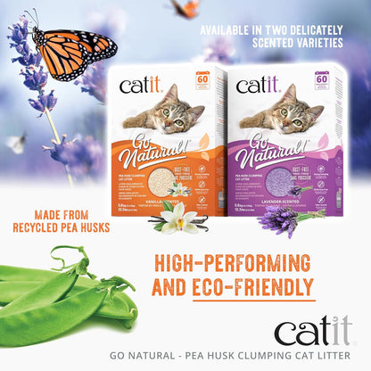 Catit Go Natural Erbsenschalen-Klumpstreu, Tofu, Lavendel, 14 L, staubfreie und leichte Katzenstreu, leicht schaufelbar, Litiere Pour Chat