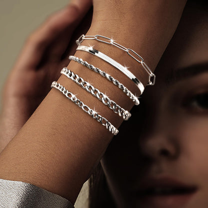 Goldarmbänder für Frauen Stapel Nicht Anlaufen, 14K Vergoldete Stapelbare Armbänder Set für Frauen Trendy, Wasserdicht Einfacher Schmuck Sets Geschenke Inklusive Perlen-/Kuban-/Büroklammer-/Fischgräten-/Seilglieder-Kette, Modeaccessoires