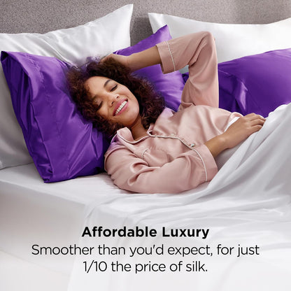 Bedsure Satin-Kissenbezug, Queen-Size, 2er-Pack, Seidenkissenbezügen ähnlich, seidige Kissenhüllen mit Hotelverschluss, Raumdeko, Valentinsgeschenke für Frauen und Männer, Grau, 50x75 cm
