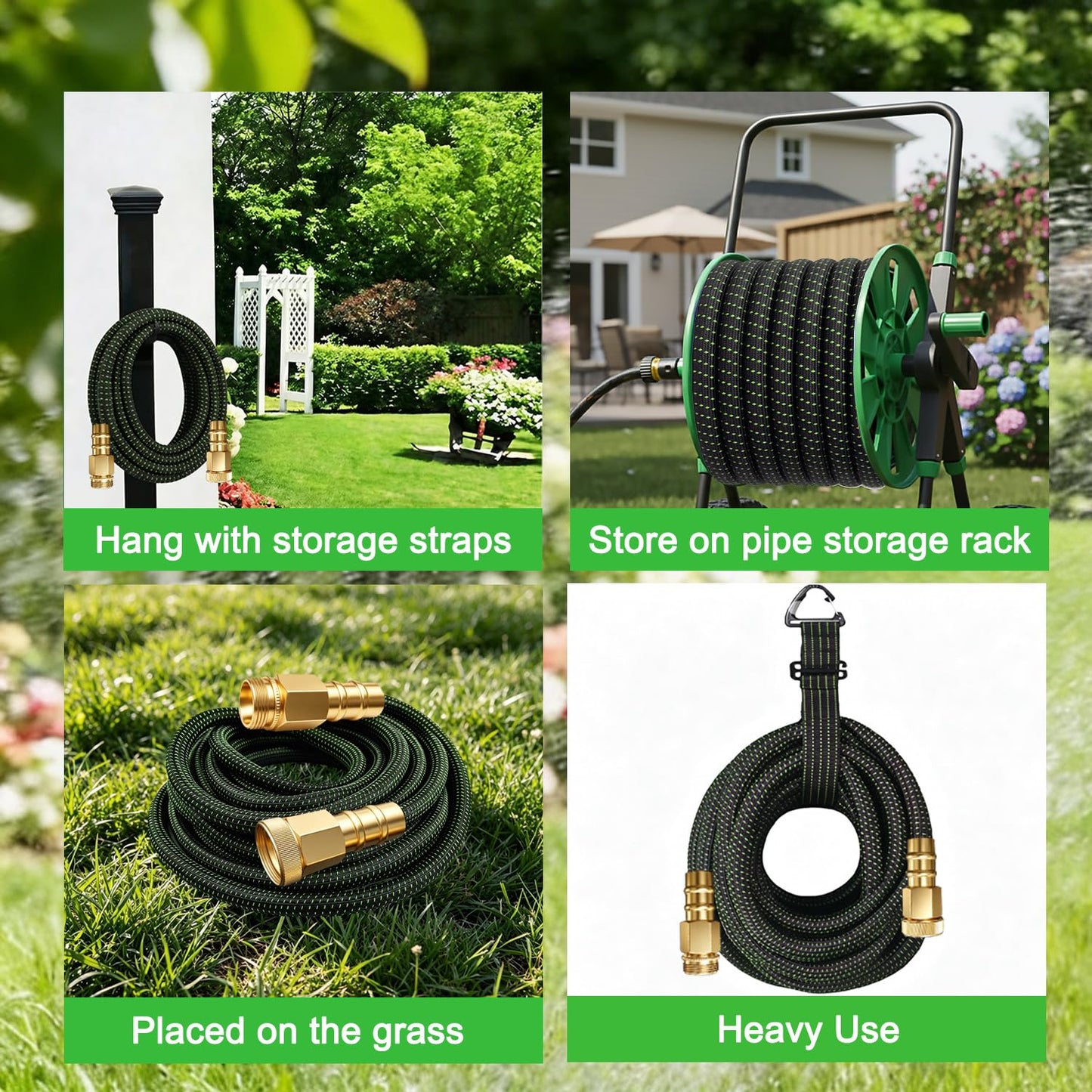 50FT Flexible Garden Hose & 10Modes Nozzle,None Expanding Lightweight Water Hose,Kink-Free,All-Weather 3/4 in. Hose for RV,Boat,Car Wash,Garden,Yard,Camper,Outdoor (Orange-Black, 50 Feet)