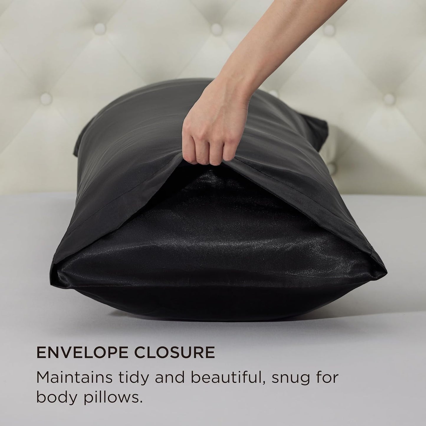 Bedsure Satin-Kissenbezug, Queen-Size, 2er-Pack, Seidenkissenbezügen ähnlich, seidige Kissenhüllen mit Hotelverschluss, Raumdeko, Valentinsgeschenke für Frauen und Männer, Grau, 50x75 cm
