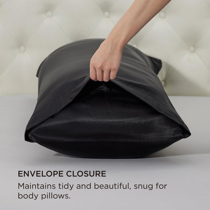 Bedsure Satin Pillow Case Queen Size 2 Pack, Similar to Silk Pillow Cases, Silky Pillowcase Covers for Hair and Skin with Envelope Closure, Gifts for Women Men, Grey, 20x30 Inches