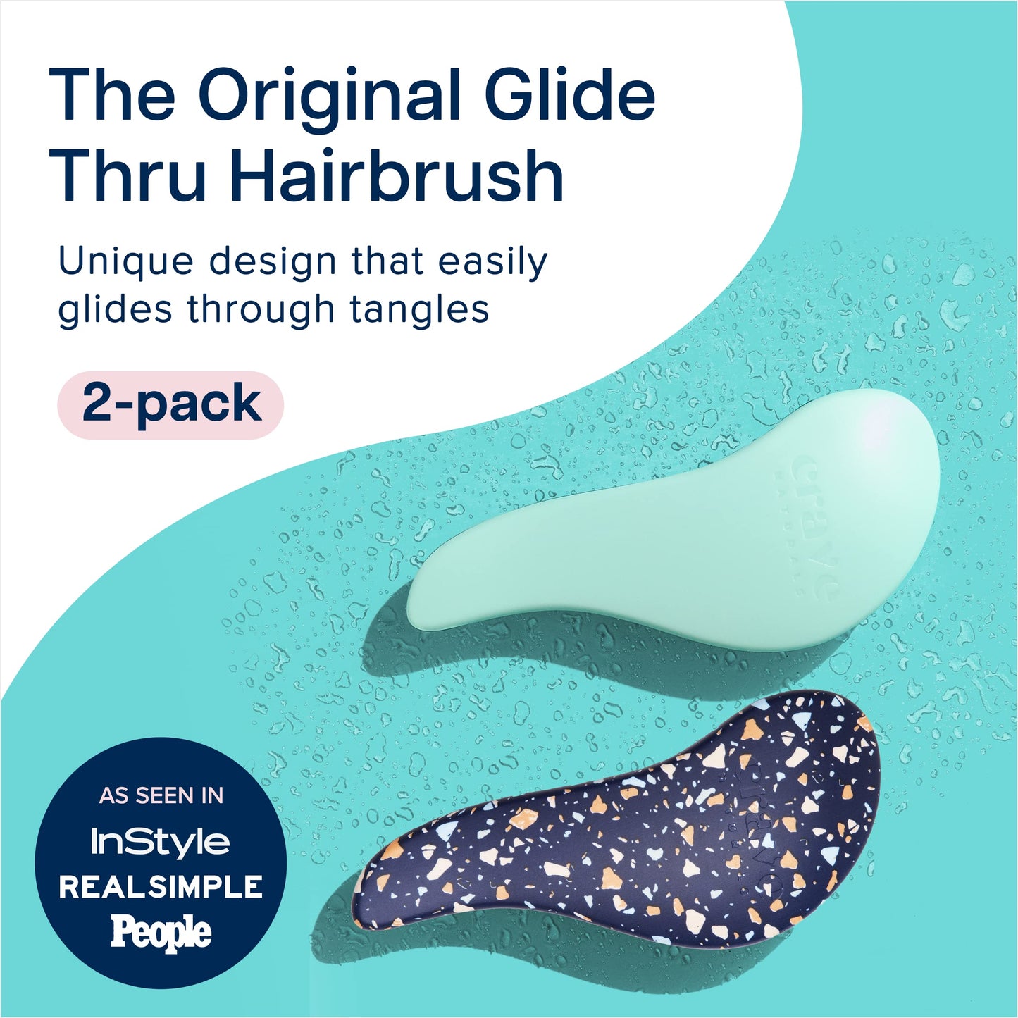 Crave Naturals Glide Thru Entwirrbürste für Erwachsene und Kinder. Entwirrbürste für natürliches, lockiges, glattes, nasses oder trockenes Haar. Haarbürsten für Frauen. Stylingbürste (Blau)
