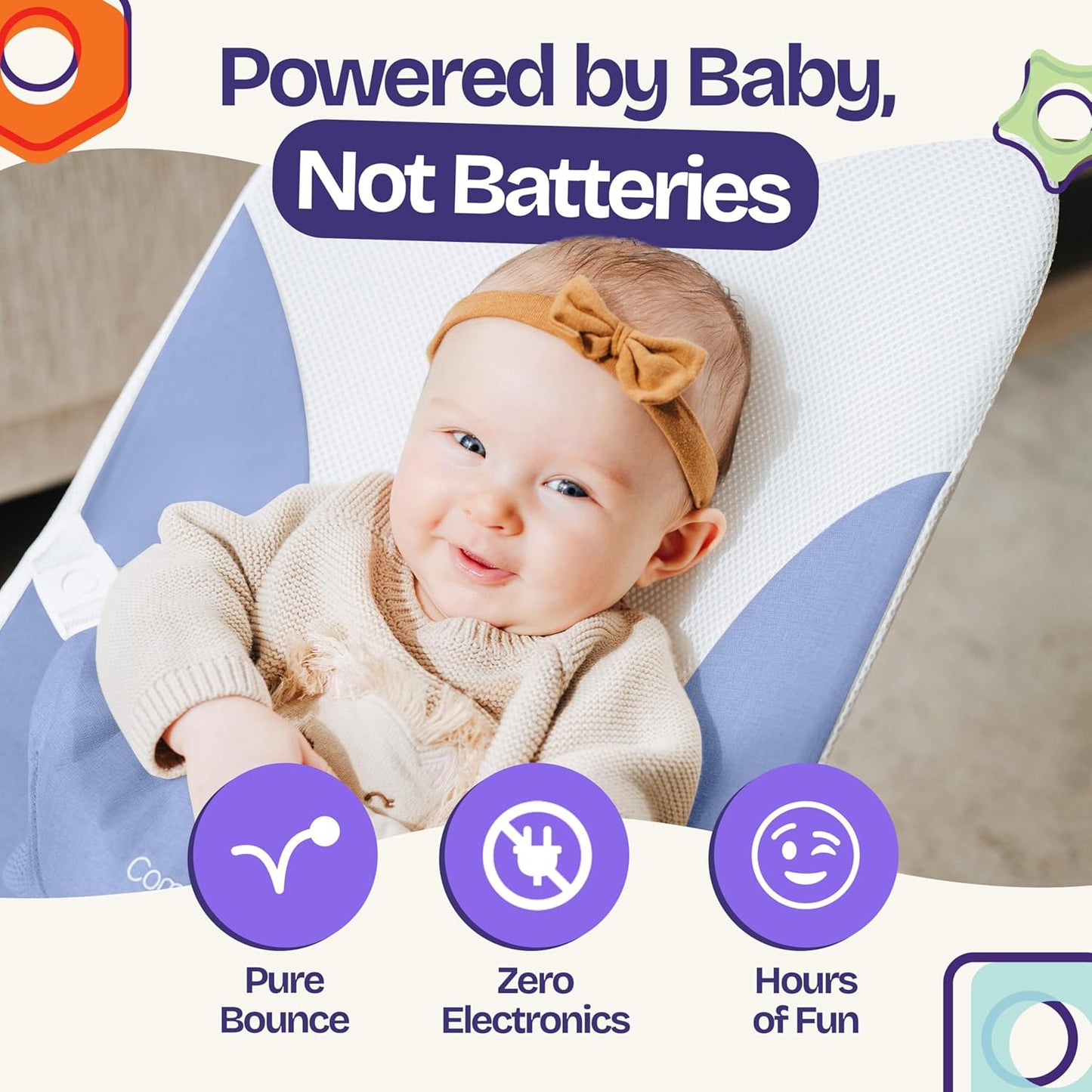 ComfyBumpy Ergonomische Babywippe – Inklusive Reise-Tragetasche – Sichere, tragbare Wippe mit verstellbarer Höhe – Babywippe, perfekt für Neugeborene (Grau)