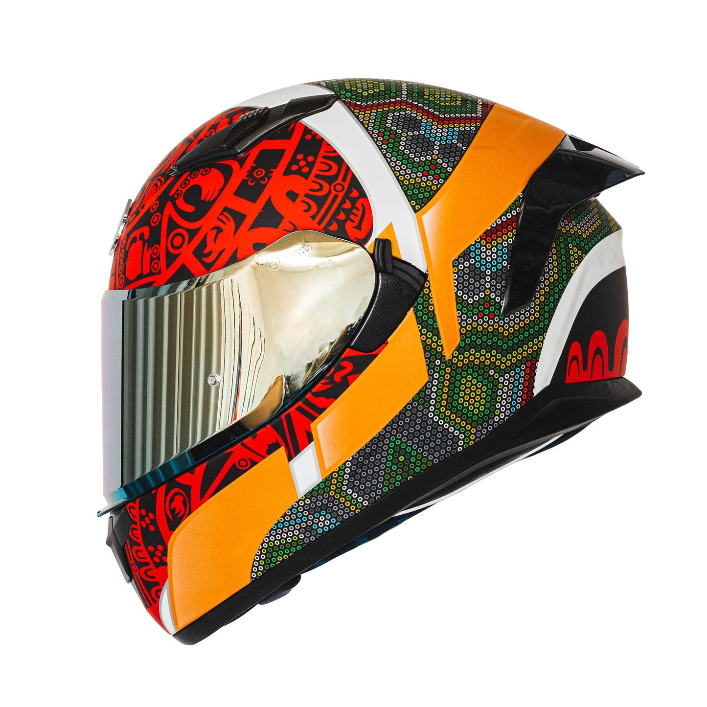 HAX Obsidian Full Face Dual Visor Adult Motorcycle Helmet for Motorbike Street Bike with Pinlock Ready DOT Approved Matte Black Gold L