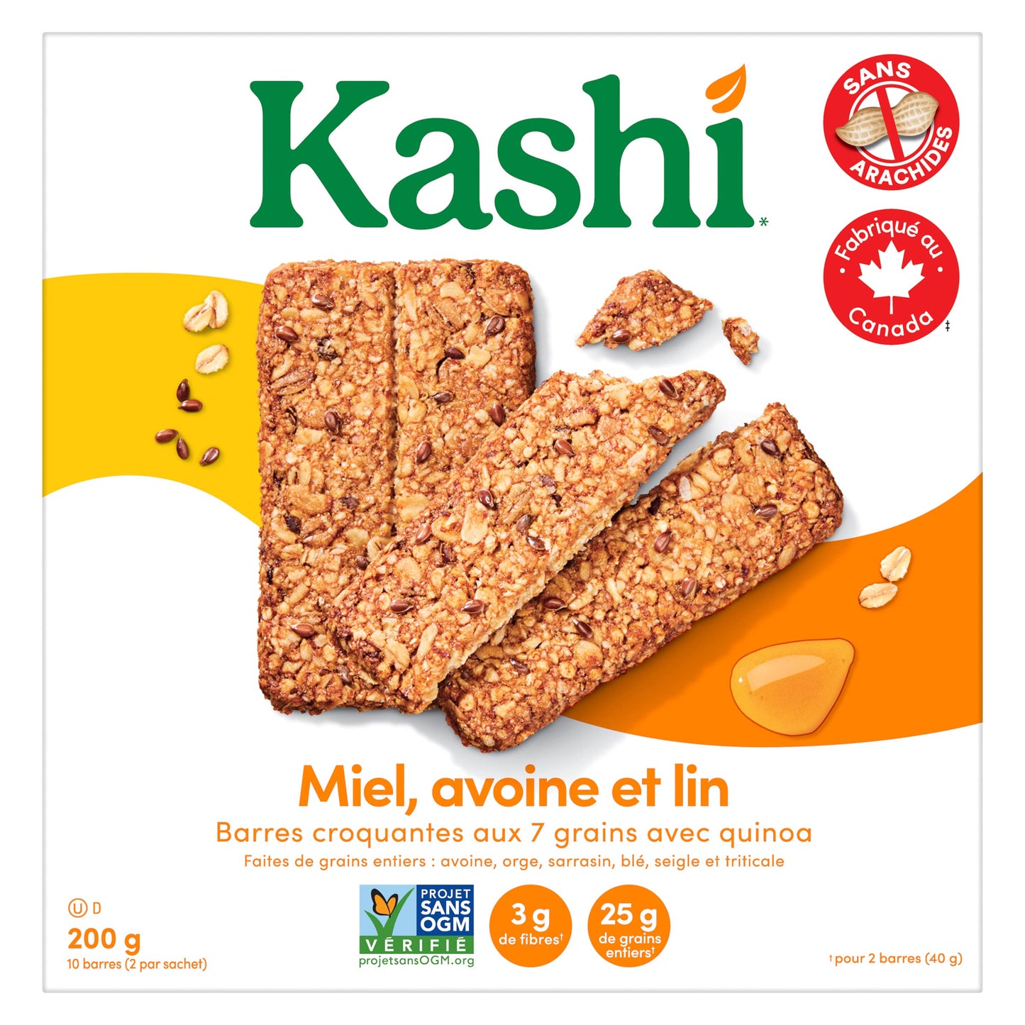 Kashi, 7 Korn, Honig Hafer Leinsamen mit Quinoa, 10 Riegel, 200g/7.1oz, Kanadisch}