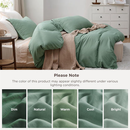 Funda nórdica blanca Bedsure, tamaño Queen, 3 piezas, aspecto de algodón prelavado, juego de cama extrasuave, incluye 1 funda nórdica de 228 x 228 cm con cierre de cremallera y 2 fundas de almohada, edredón no incluido