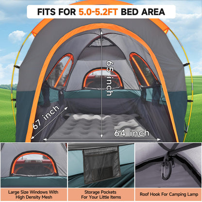Truck Bed Tent 5.5-6ft: Easy Set Up Umburato Pickup Truck Tents for Camping, Waterproof PU3000mm Canopy for Truck Camper, Portable, Spacious for 2 Person Green