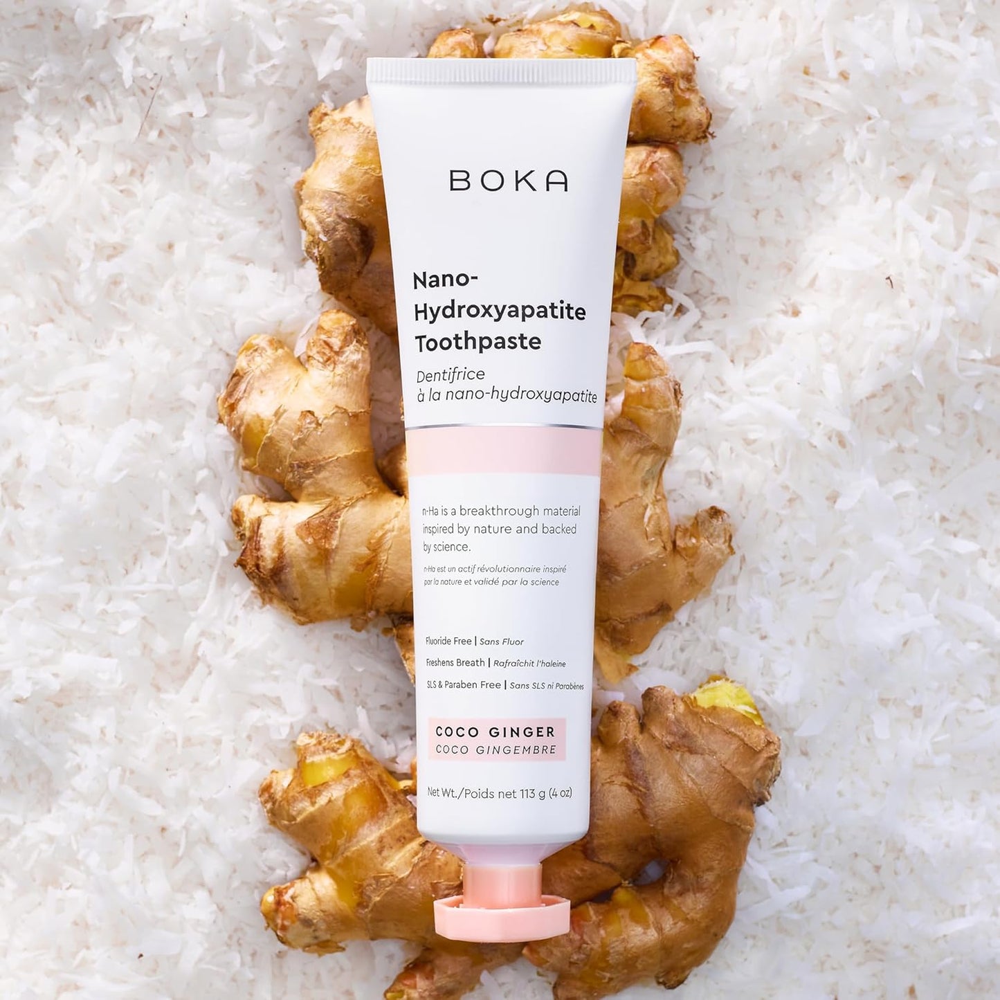 Boka Fluoridfreie Zahnpasta, Nano-Hydroxyapatit-Zahnpasta, geeignet für empfindliche Zähne – für Erwachsene, Kinder Mundpflege – Ela Mint Geschmack, 113 g (4 Fl Oz) 1 Stk